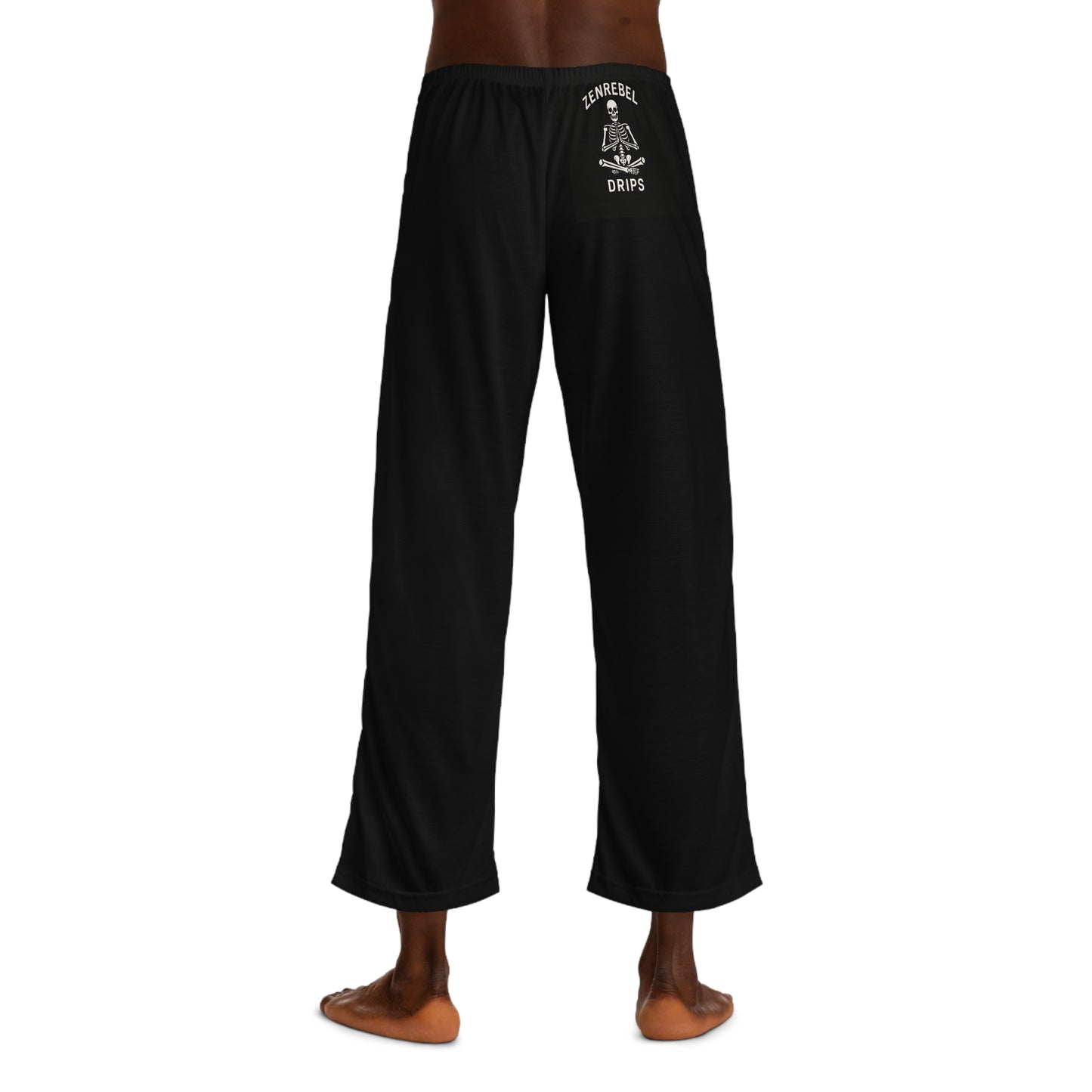 Black Lounge Pajama Pants for Men — Side Text 'Live Zen. Breathe Deep. Stay Rebel.'