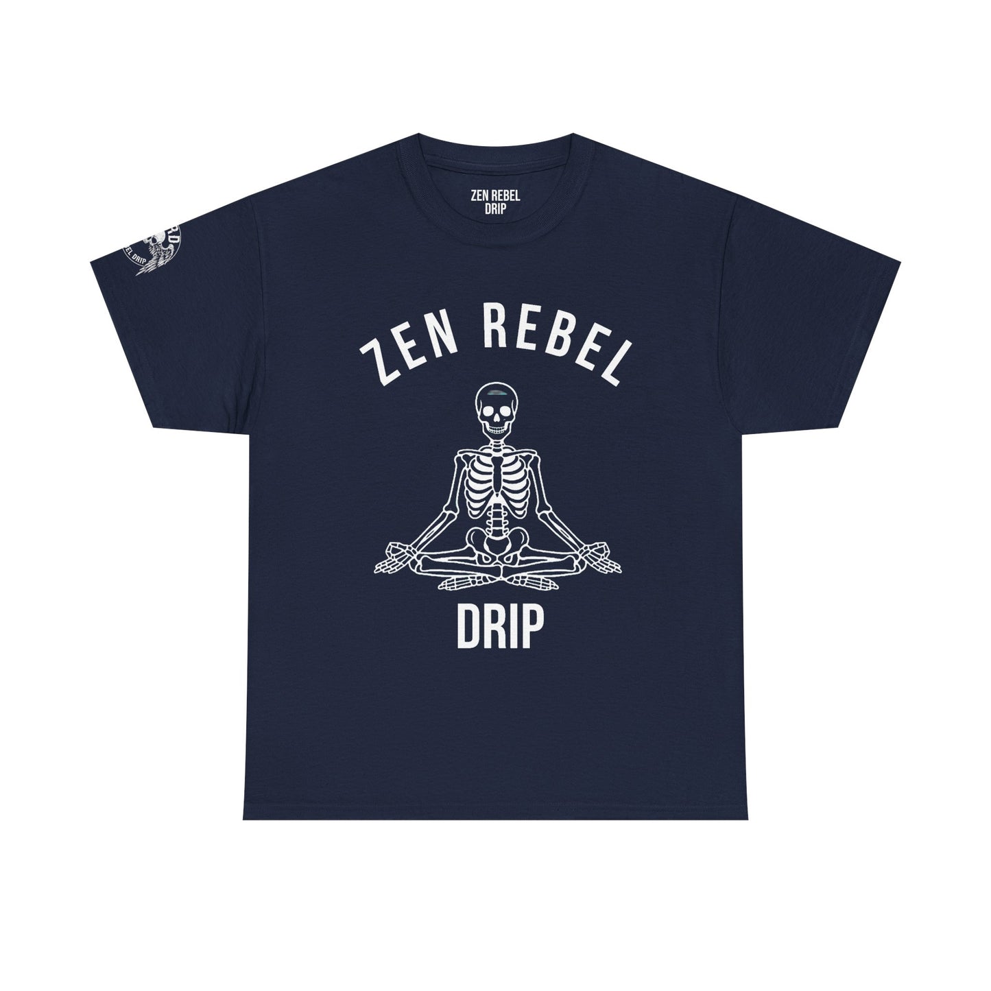 Live Zen. Breathe Deep. Let It Go. T-Shirt Tee Back Meditating Skeleton Front Winged Skull on sleeve Many Colors