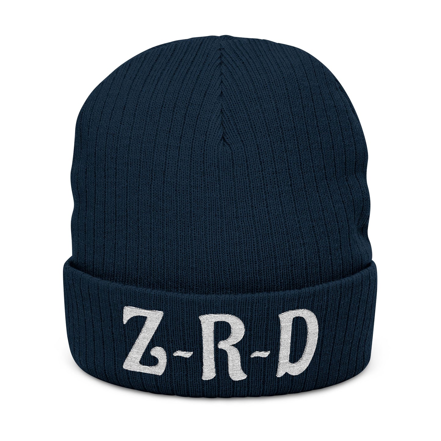 Embroidered Z~R~D Zen Rebel Drip Logo Beanie — Ribbed Knit Cuffed Hat