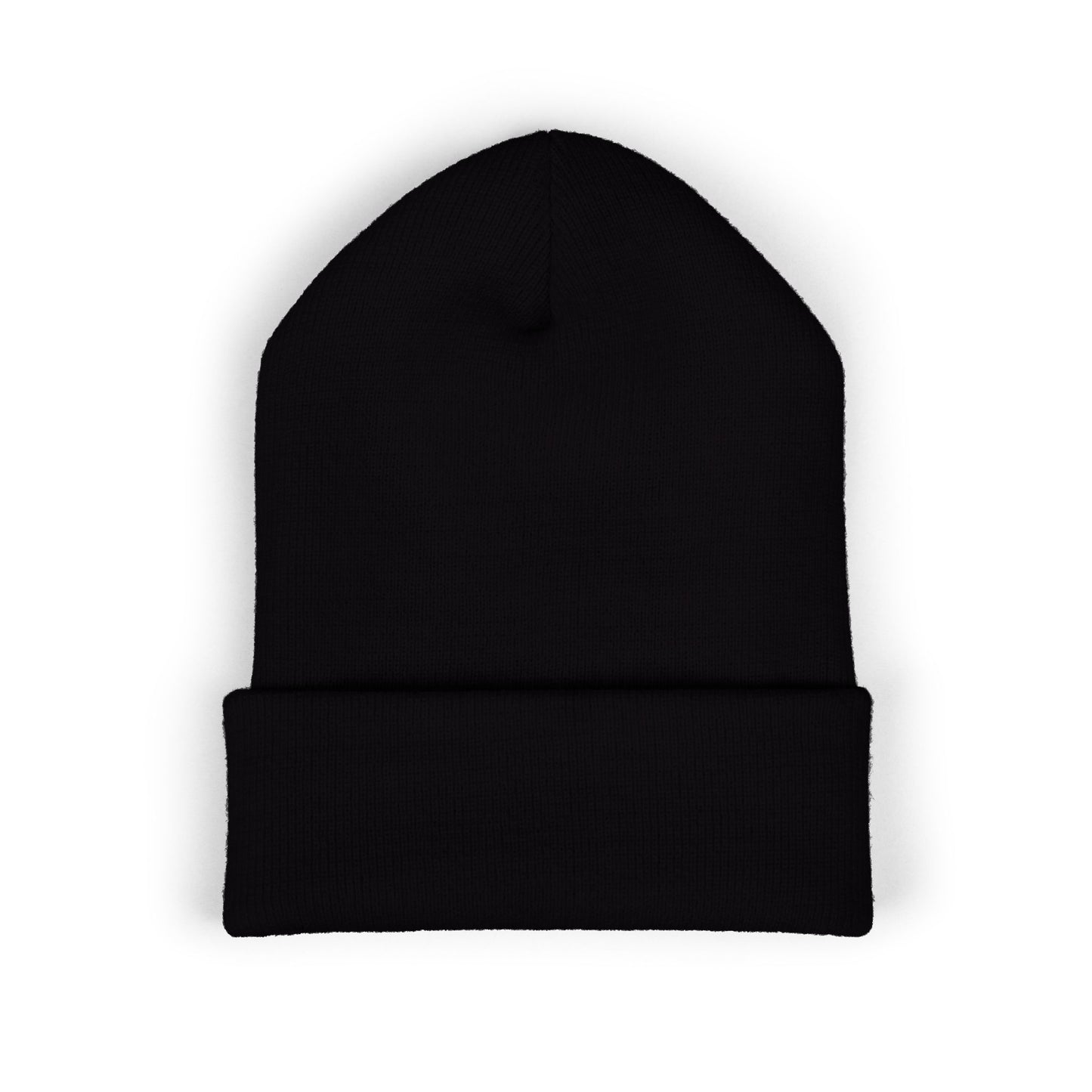 Embroidered Classic Cuffed Beanie - Minimal Script & Skull Patch