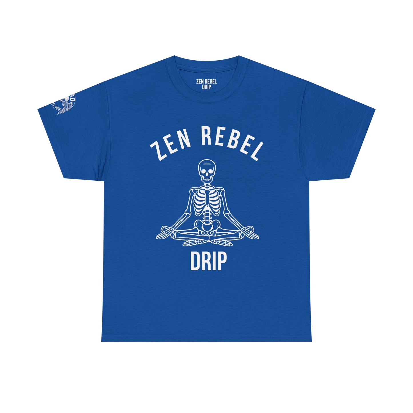 Live Zen. Breathe Deep. Let It Go. T-Shirt Tee Back Meditating Skeleton Front Winged Skull on sleeve Many Colors