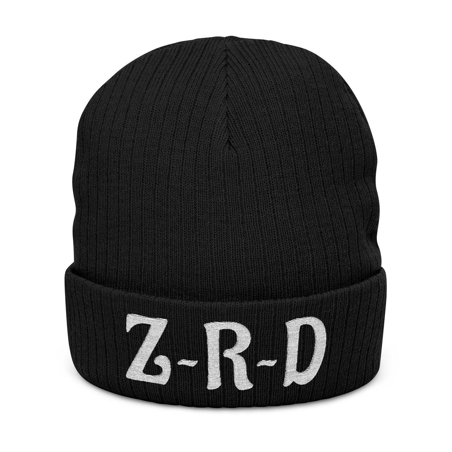 Embroidered Z~R~D Zen Rebel Drip Logo Beanie — Ribbed Knit Cuffed Hat