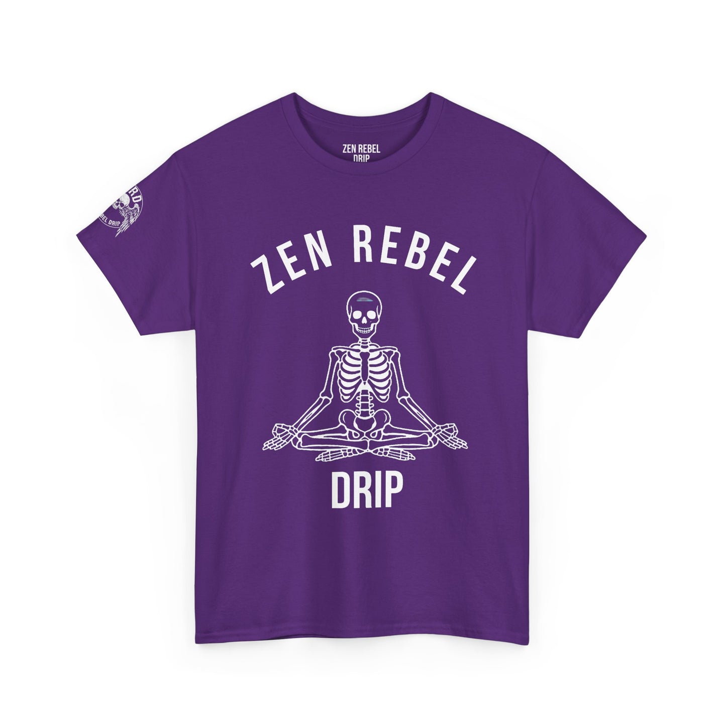 Live Zen. Breathe Deep. Let It Go. T-Shirt Tee Back Meditating Skeleton Front Winged Skull on sleeve Many Colors