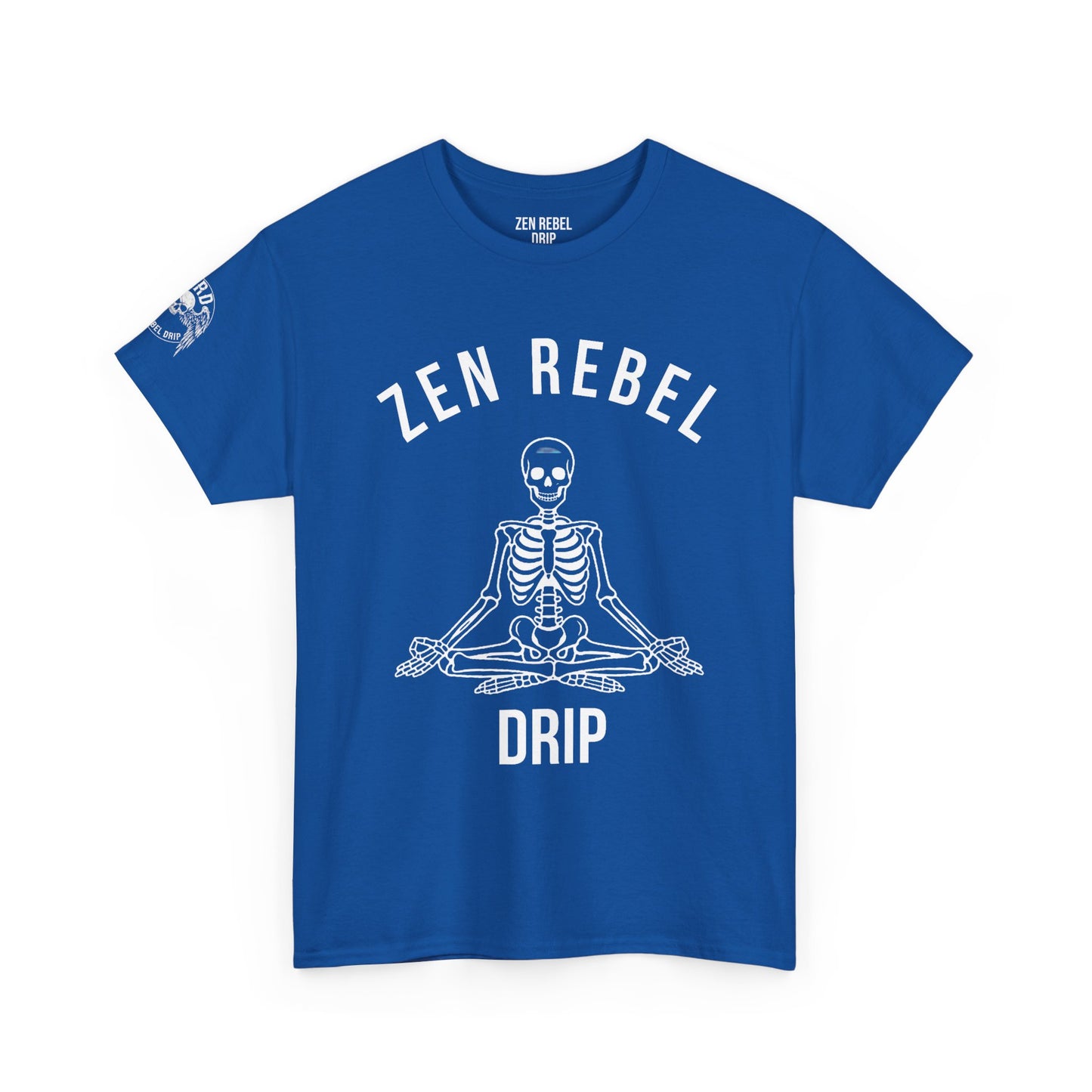 Live Zen. Breathe Deep. Let It Go. T-Shirt Tee Back Meditating Skeleton Front Winged Skull on sleeve Many Colors