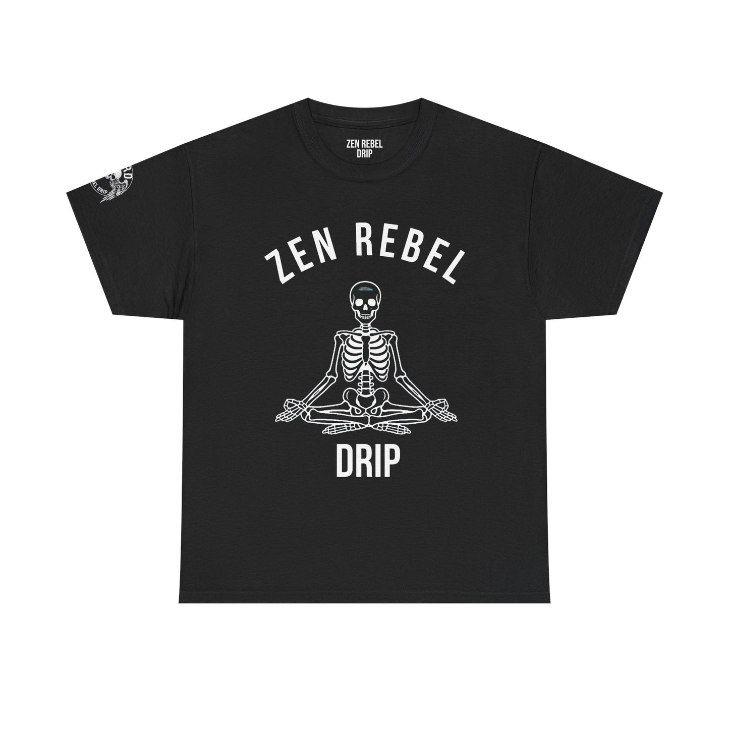 Live Zen. Breathe Deep. Let It Go. T-Shirt Tee Back Meditating Skeleton Front Winged Skull on sleeve Many Colors