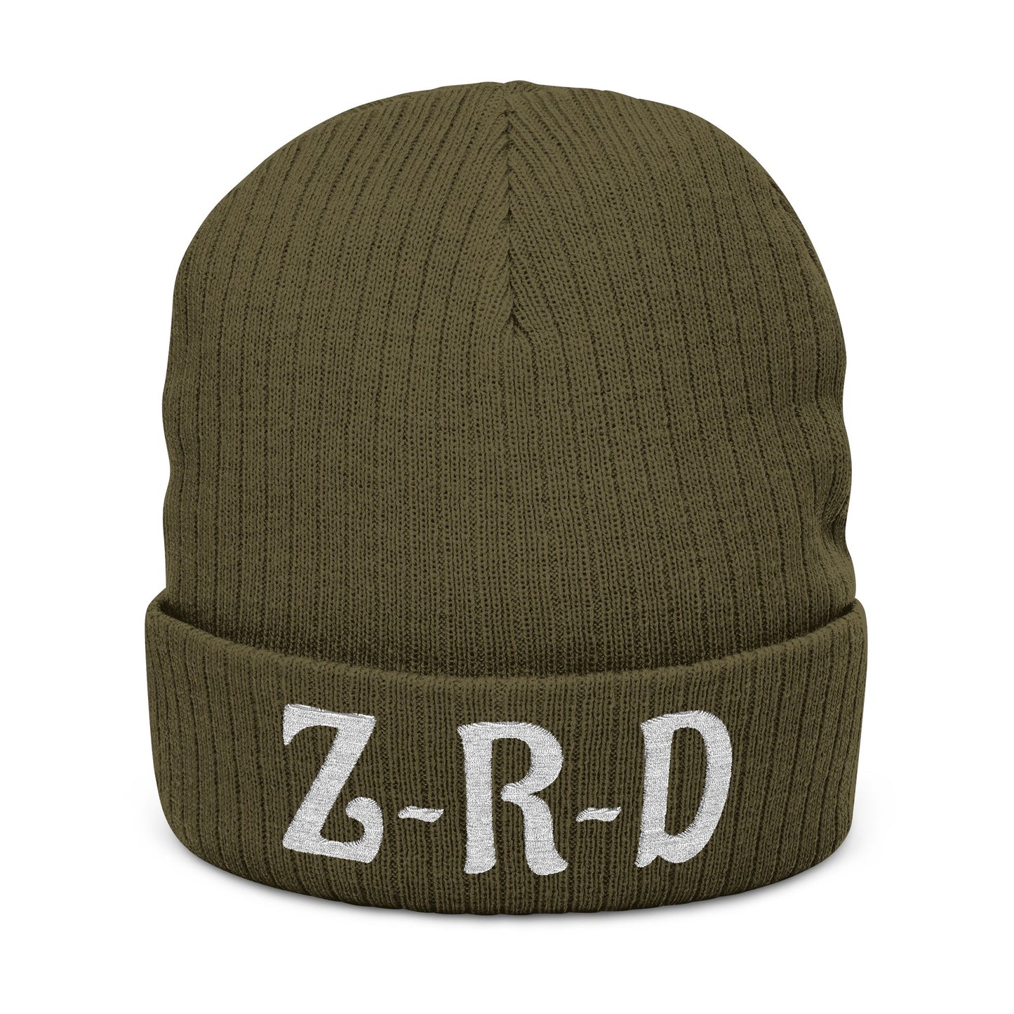 Embroidered Z~R~D Zen Rebel Drip Logo Beanie — Ribbed Knit Cuffed Hat